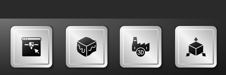 set 3d printer setting isometric cube printing vector image