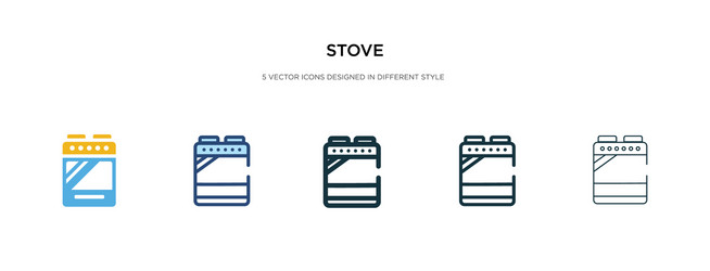 Stove icon in different style two colored vector