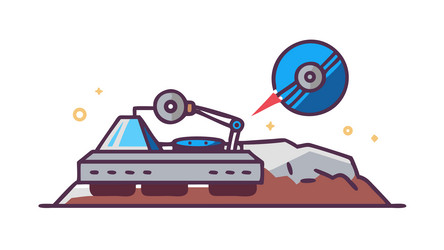 futuristic record player with abstract elements vector image