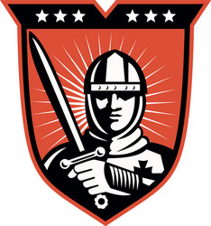Medieval Knight Crusader with Sword vector image