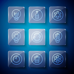 set line clock trash can test tube and flask vector image