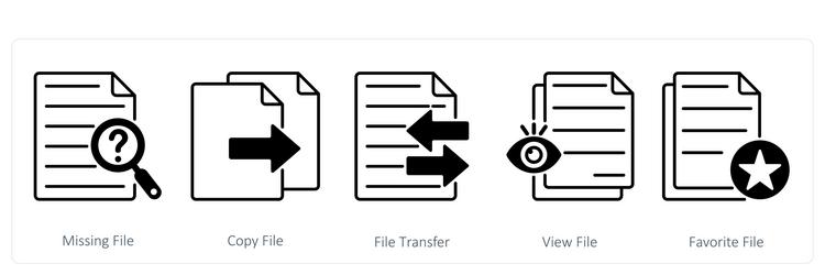 a set of 5 files icons as missing file copy vector image