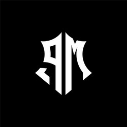 Pm monogram logo with a sharp shield style vector