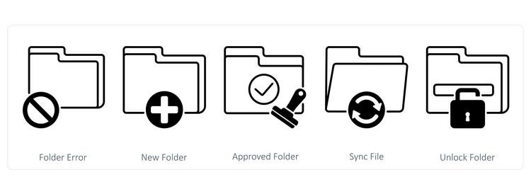 a set of 5 files icons as folder error new vector image