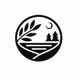 Dark Forest Emblem - Pine Silhouette Vector Image