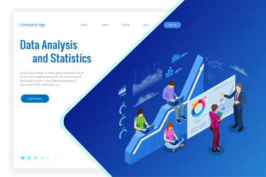 isometric web banner data analysis and statistics vector image