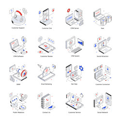 pack of crm isometric icons vector