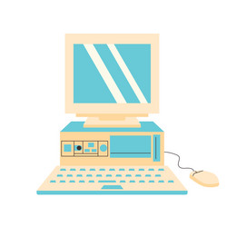 Retro computer with system unit keyboard vector