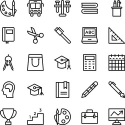 School and education line icons 6 vector