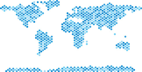 Blue dotted world map Royalty Free Vector Image