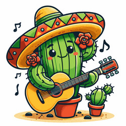 cactus concert cartoon vector