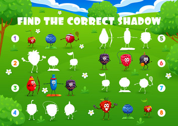 find correct shadow quiz with berry characters vector image