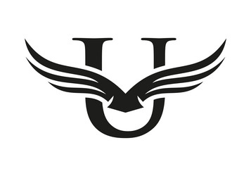 Letter u wing logo design for freight Royalty Free Vector