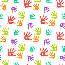 Abstract color hand prints seamless pattern vector