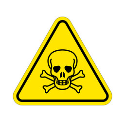 classic skull poison warning triangle symbol vector