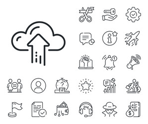 Cloud computing upload line icon internet data vector