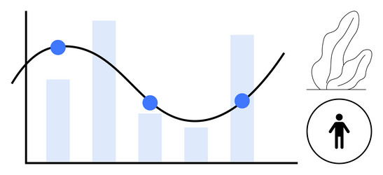 data visualization with bar graph line chart vector image