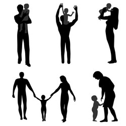 Family Silhouette Group Vector Image