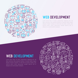 web development concept in circle vector image