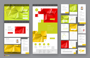 Website template design with interface elements vector