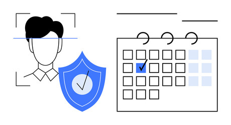 facial recognition and data security with calendar vector image