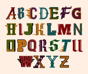 varsity athletic letters vintage retro alphabet Vector Image