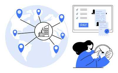 global business network with payment processing vector image