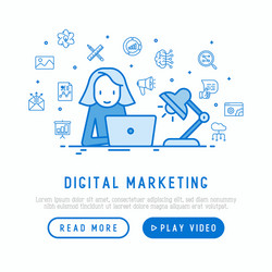 Marketer Working on Laptop - Overtime Concept Vector Image