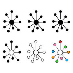 Set of hub flat network icon connect structure vector