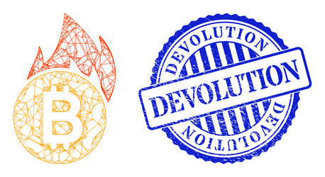 grunge devolution stamp and network burn bitcoin vector image