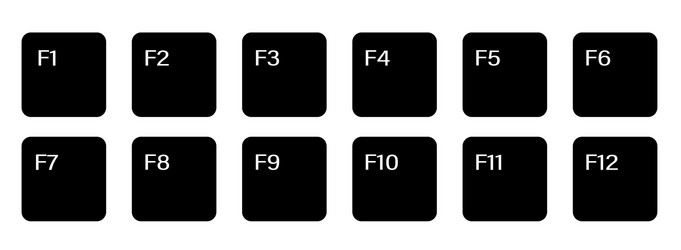 set auxiliary keyboard keys from f1 to f12 vector
