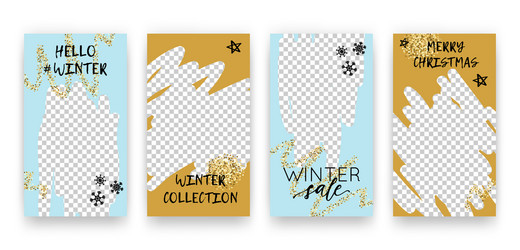 trendy editable winter set templates vector