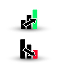 Bar chart icon - growing and descending columns vector