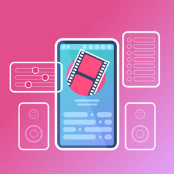 mobile video player application interface digital vector image