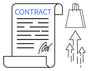 contract document with signature shopping bag vector image