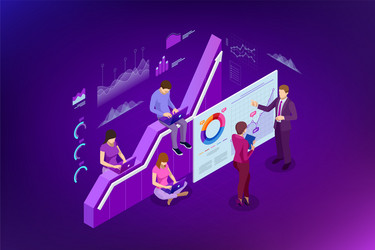 Isometric web banner data analisis and statistics vector