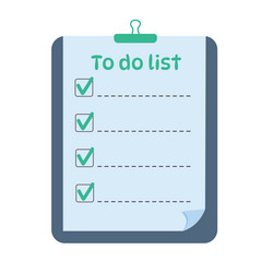 paper sheet with a clip and checkmarks to do list vector image