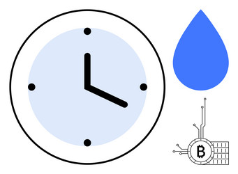 simplistic clock with bitcoin symbol and water vector image