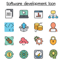 software development color line icon set vector image