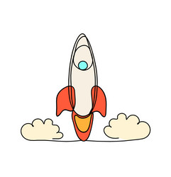 abstract color rocket as continuous line drawing vector image