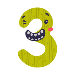 3 cute funny number character three comic vector