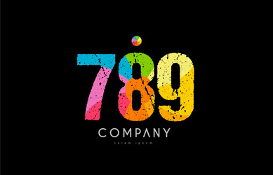 045 number grunge color rainbow numeral digit logo