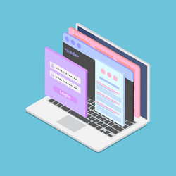 isometric web interface with adaptive layout vector image
