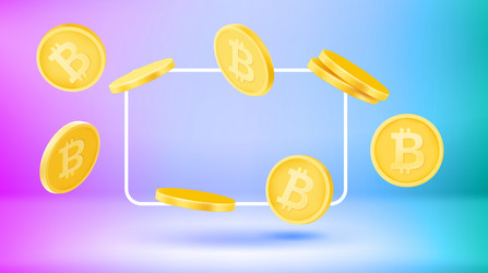 poster template with bitcoins and empty frame new vector image