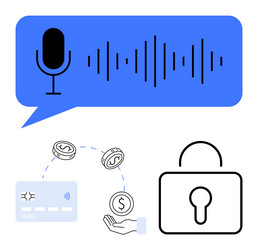 secure online transactions with voice command vector image
