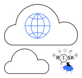 cloud computing concept with global network icon vector image