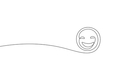 continuous line smile emoji art single vector