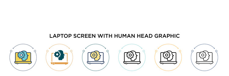 Laptop screen with human head graphic icon vector