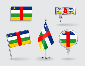 set of car pin icon and map pointer flags vector