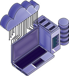 cloud computing laptop database server connection vector